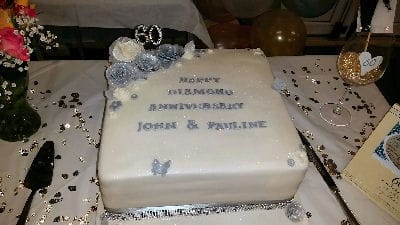Cake - Double Diamond Wedding Anniversary - Pontesbury -Happy Sounds Mobile Disco
