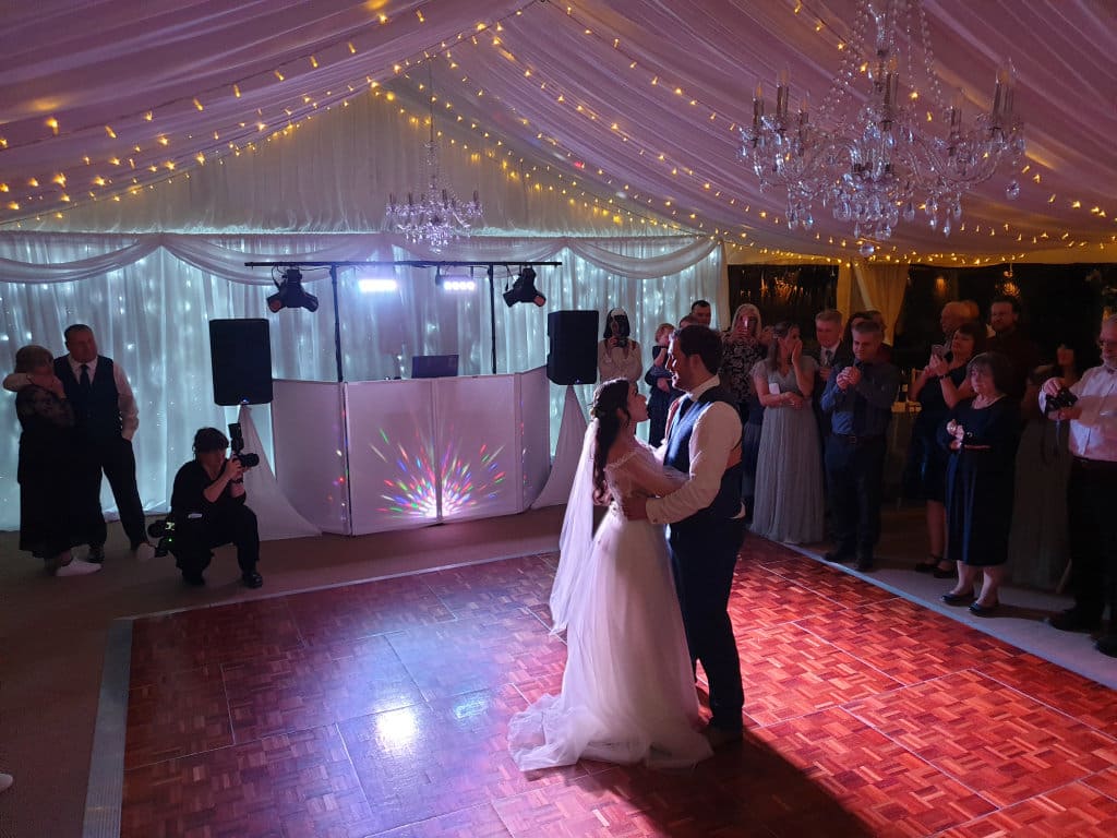 Bride Groom First Dance Starlit Backdrop Garthmyll Hall